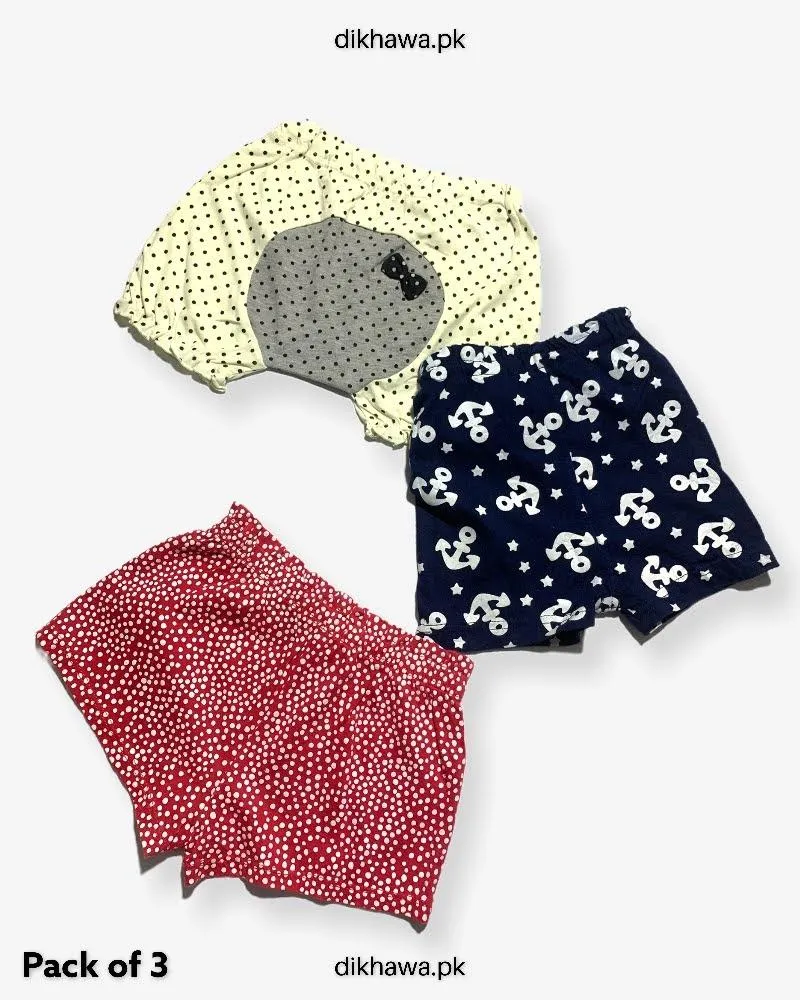 Pack of 3 Kids Panty Imported Stocklot Branded Girls Pure Cotton Printed Briefs Underwear Panty Combo