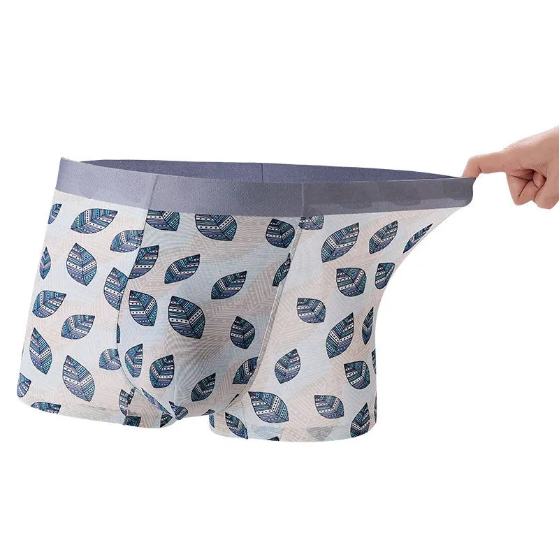 Printed Ice Silk Underpants for Men (5-Pack) JEWYEE 8108