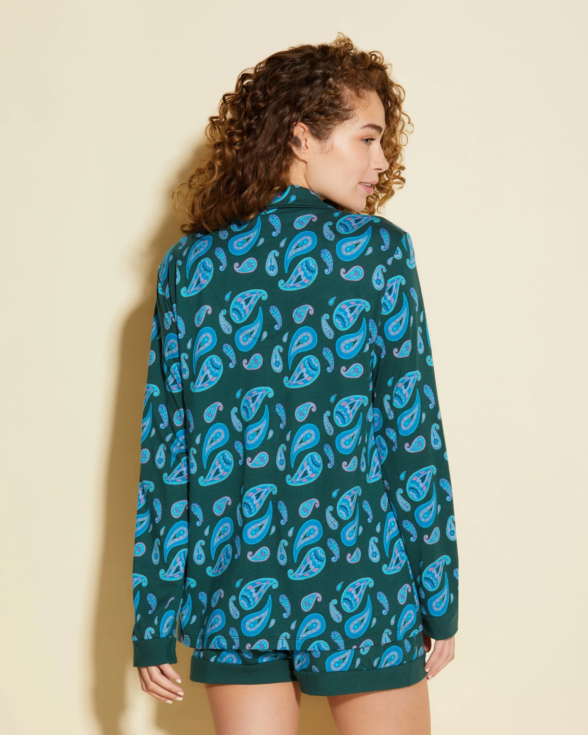 Printed Long Sleeve Top & Boxer Pajama Set