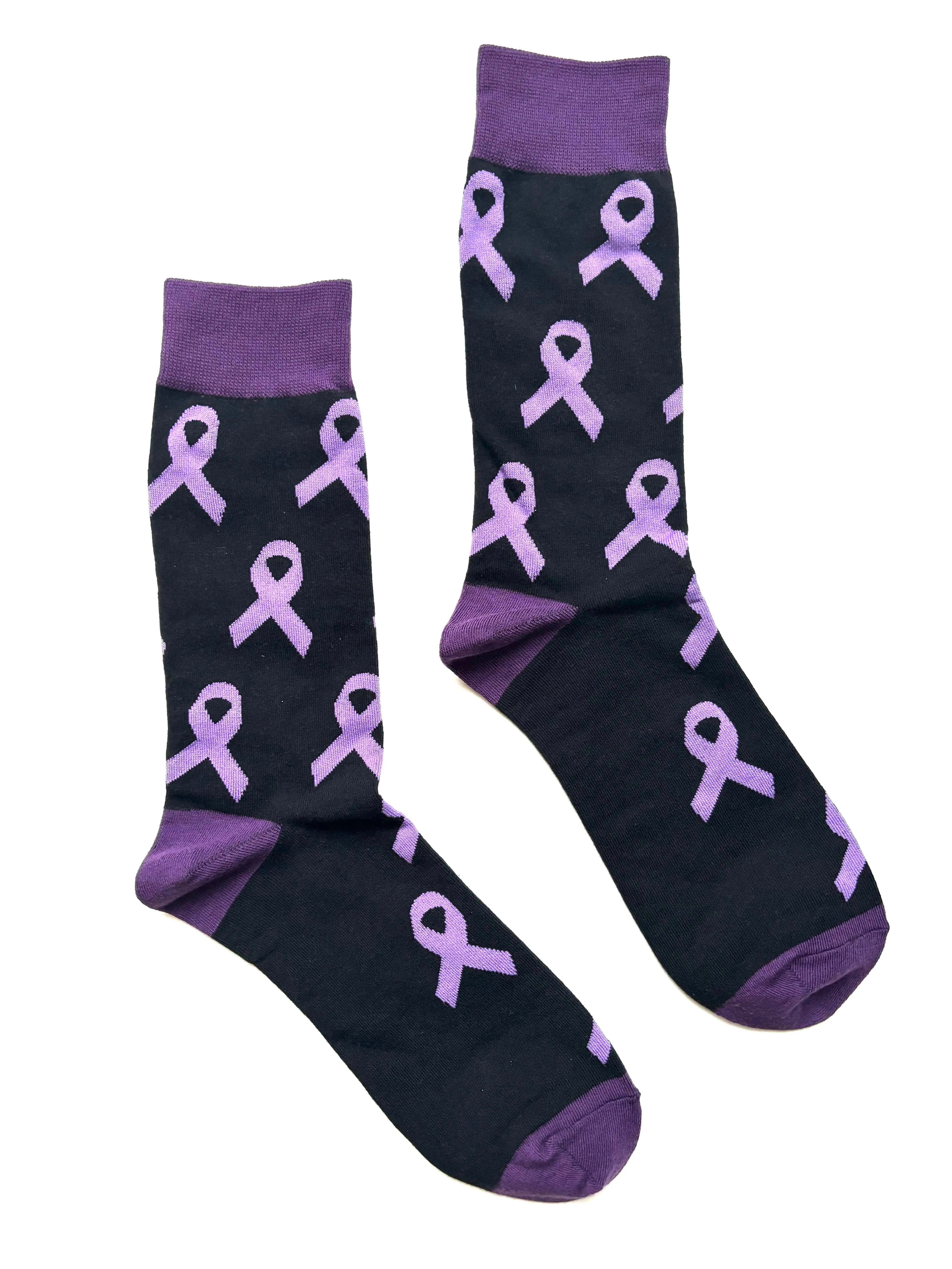 Purple Ribbon Crew Socks for Epilepsy