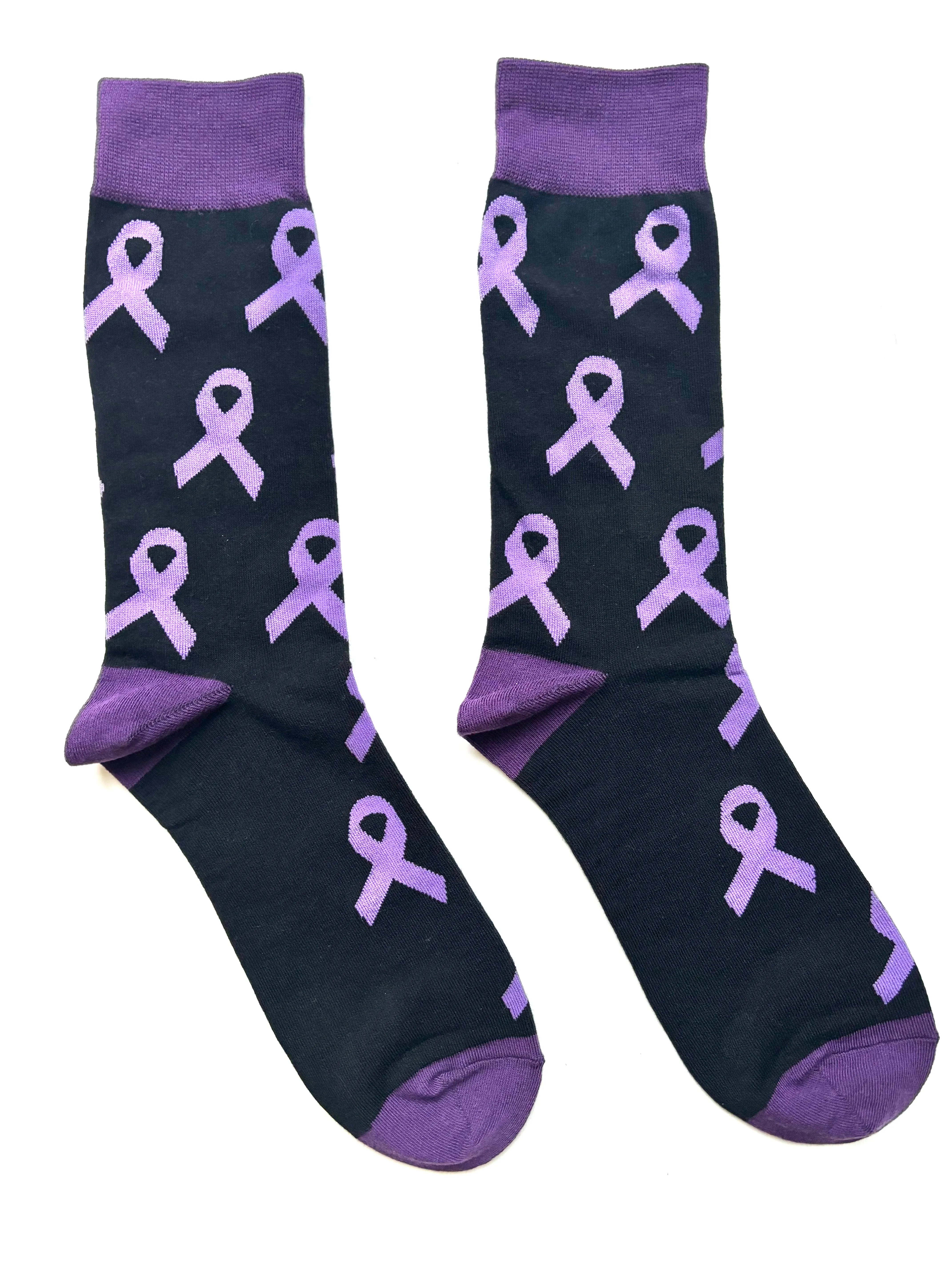 Purple Ribbon Crew Socks for Epilepsy