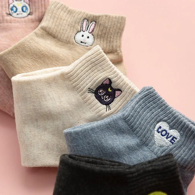Quirky Cotton Ankle Socks - Pair of 5