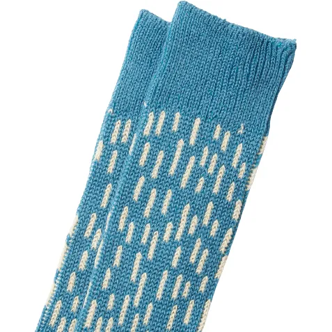 Rain Drop Crew Socks, Blue Pattern