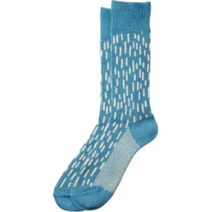 Rain Drop Crew Socks, Blue Pattern