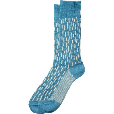 Rain Drop Crew Socks, Blue Pattern