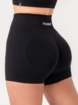 Rib Scrunch Seamless Shorts - Black