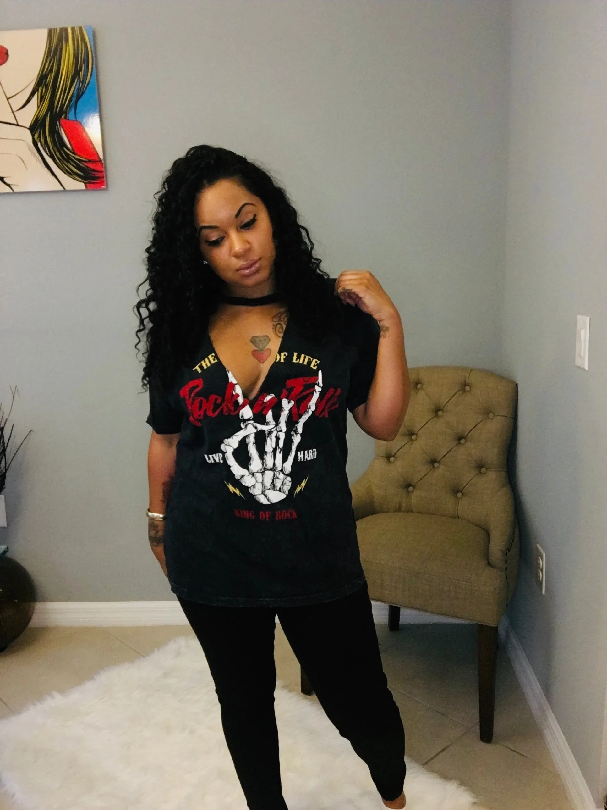 Rock n Roll V Cut Top