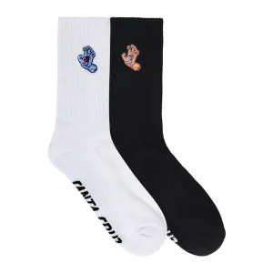 SANTA CRUZ SCREAMING HAND CREW SOCKS 2 PACK - BLACK/WHITE