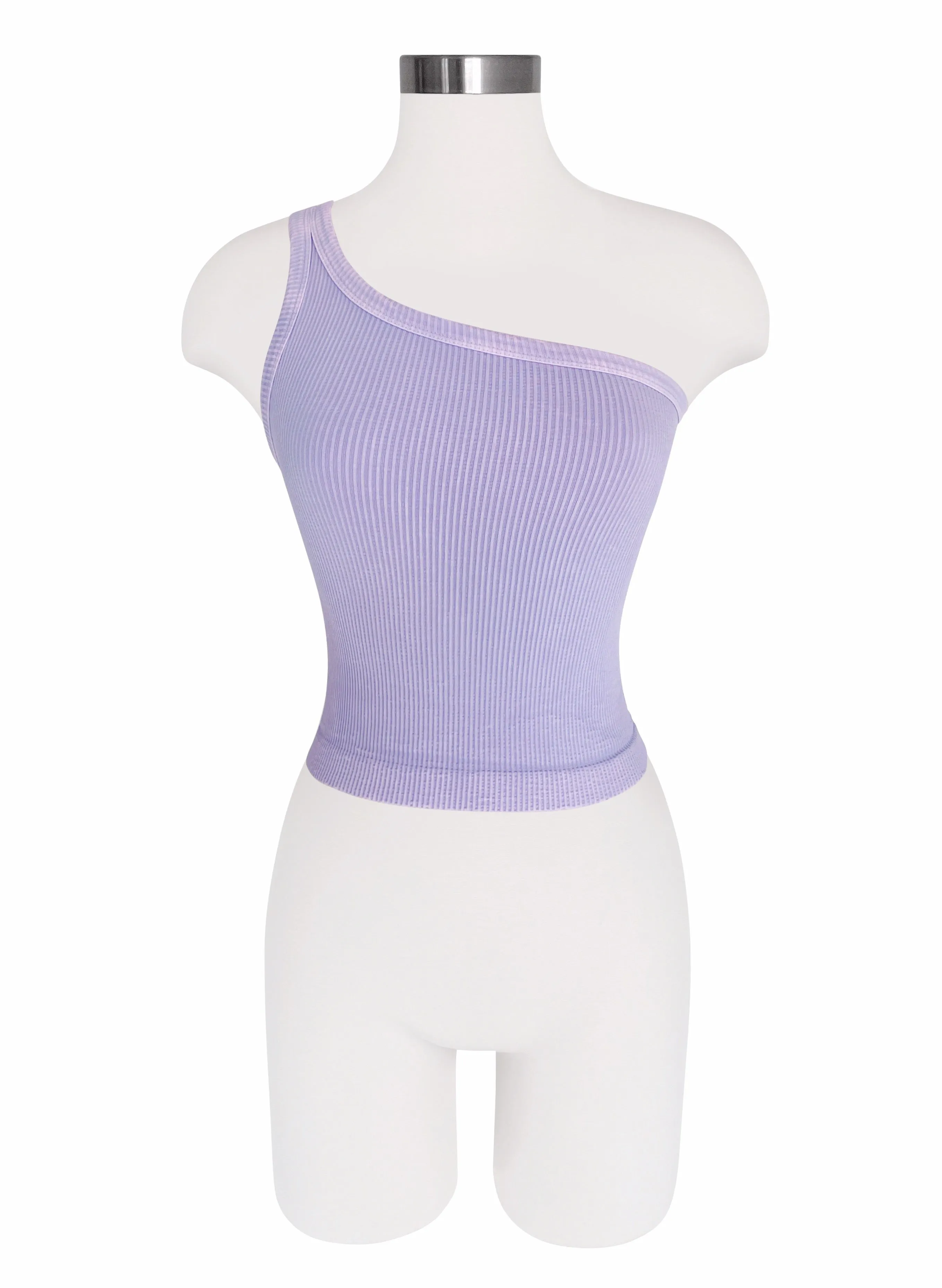 Seamless One Shoulder Tank - Vintage Wash - Lavender