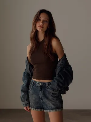 SEAMLESS TANK TOP - ESPRESSO