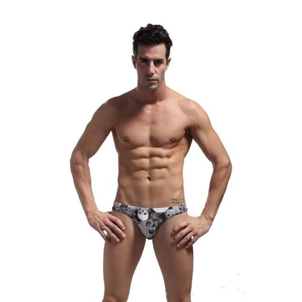 Sexy Men's Swimwear Briefs Skull Printed Swimsuit
