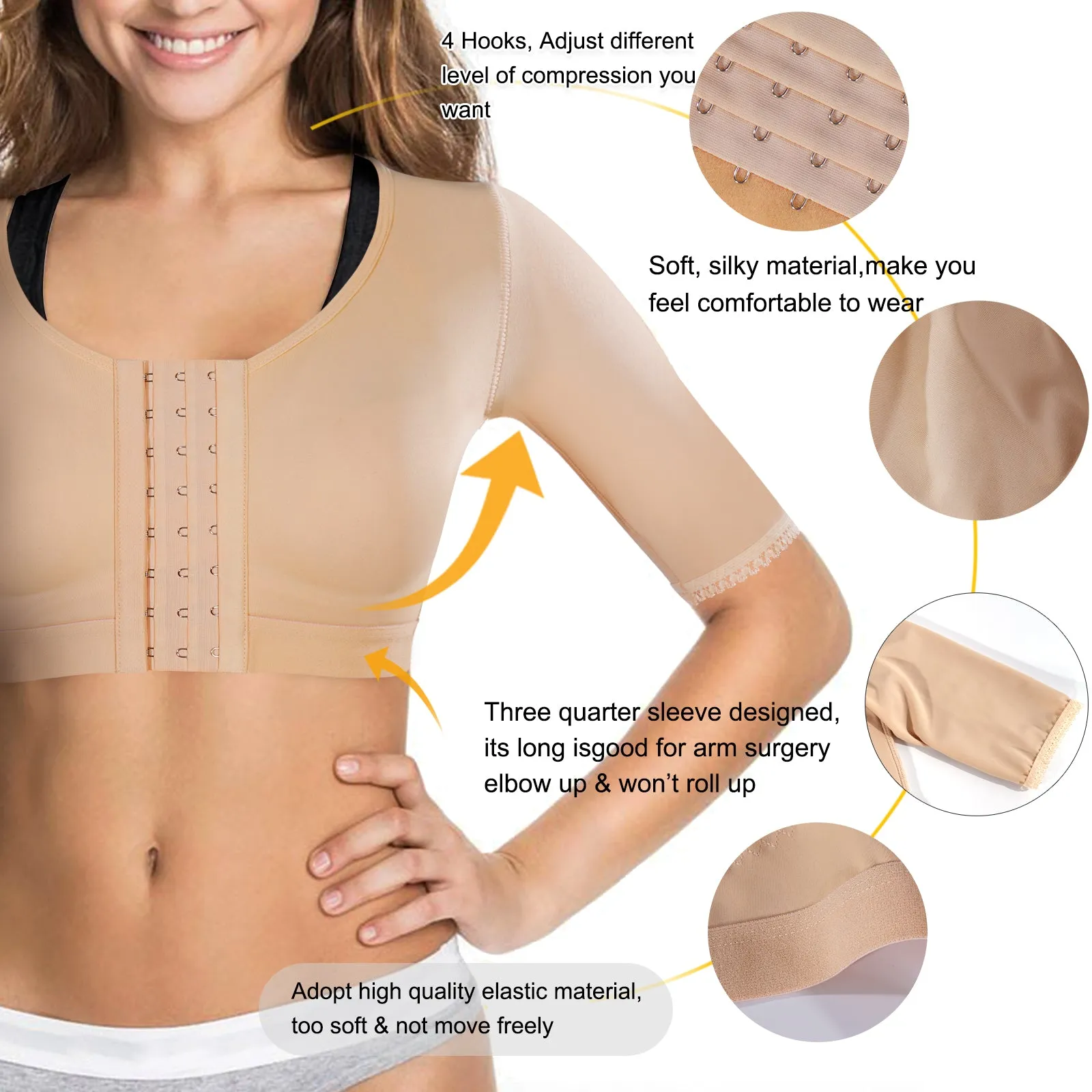 Shaper Tops for Women Arm Compression Post Surgery Front Closure Bra Tank Top