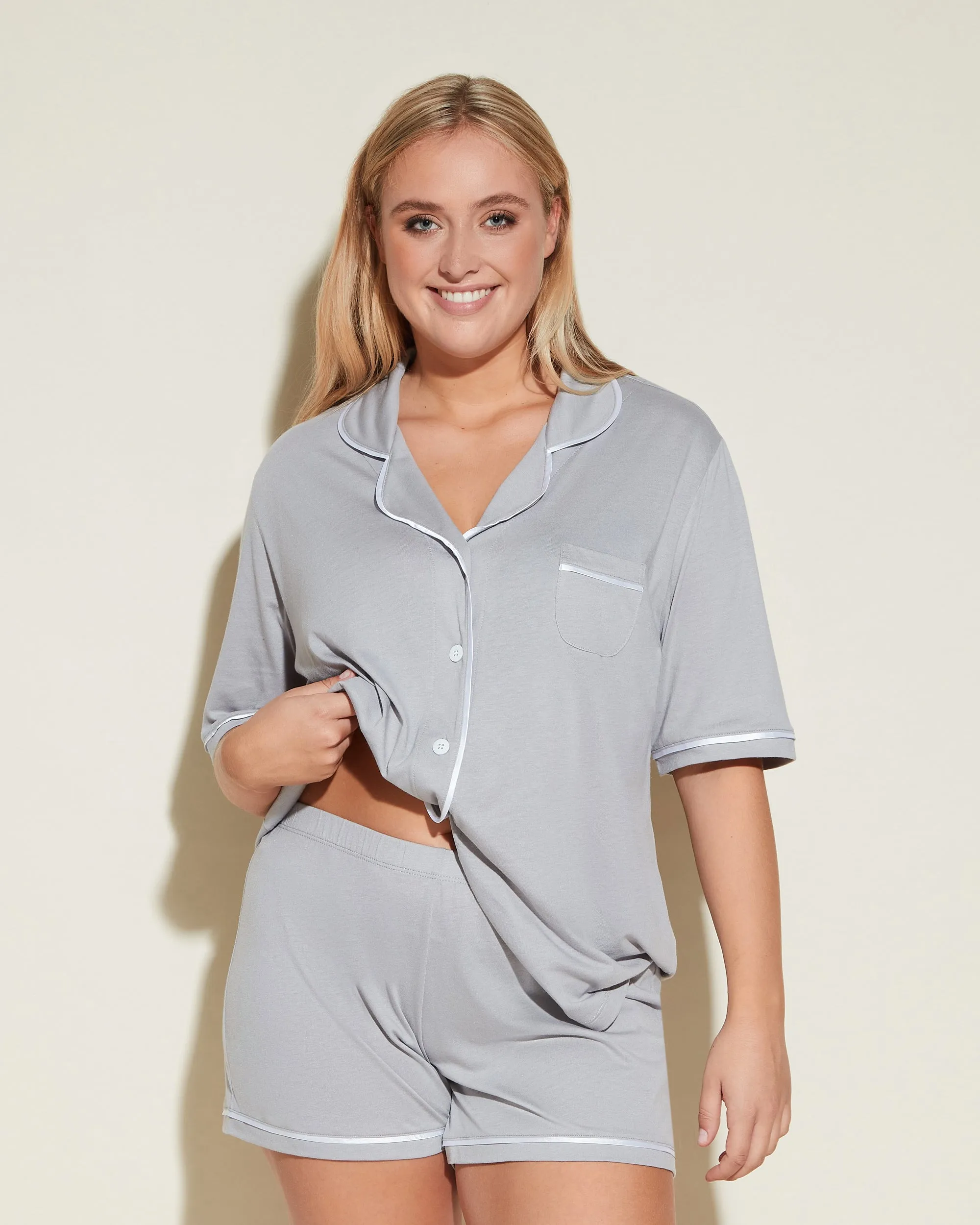 Short Sleeve Top & Boxer Pajama Set