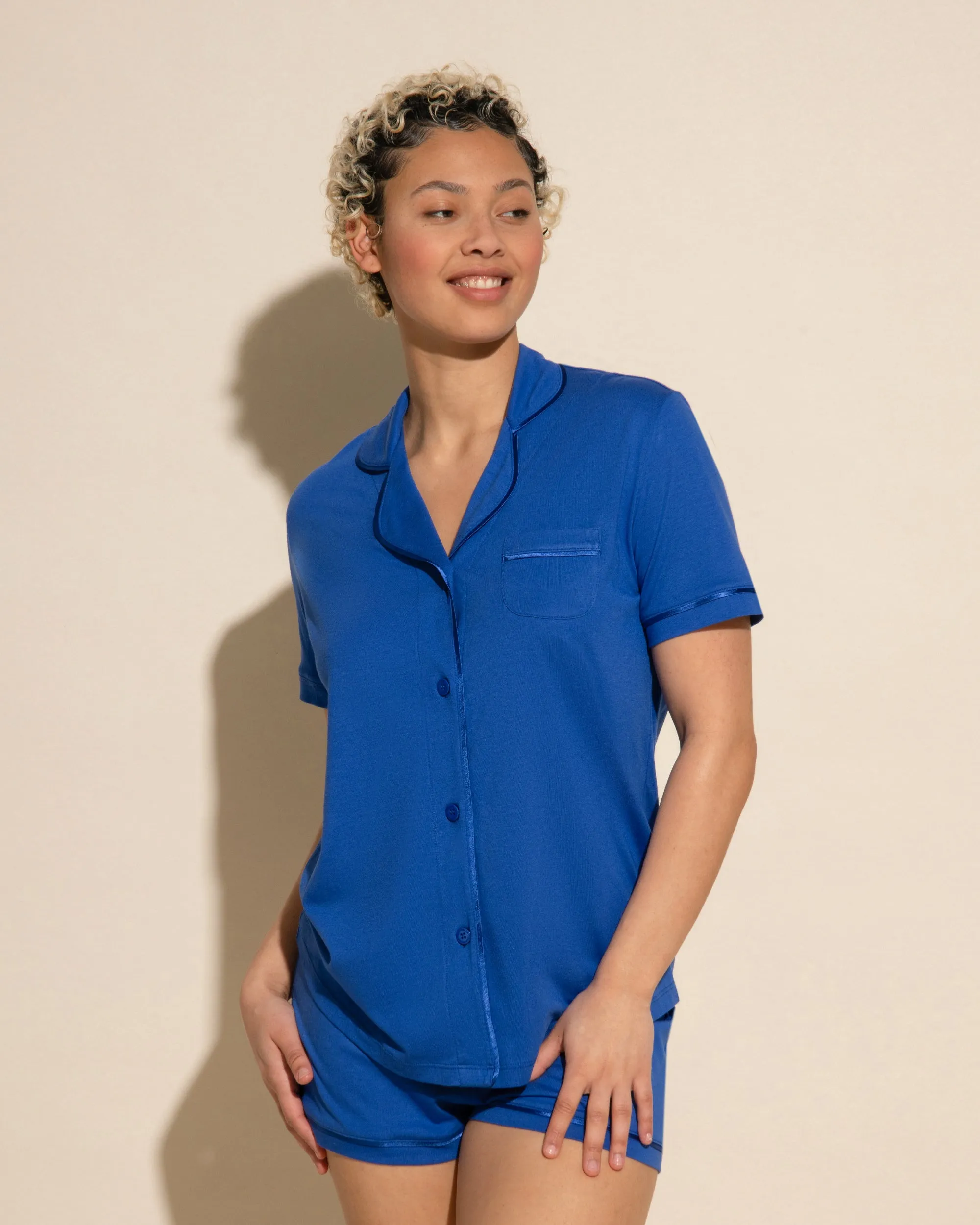 Short Sleeve Top & Boxer Pajama Set