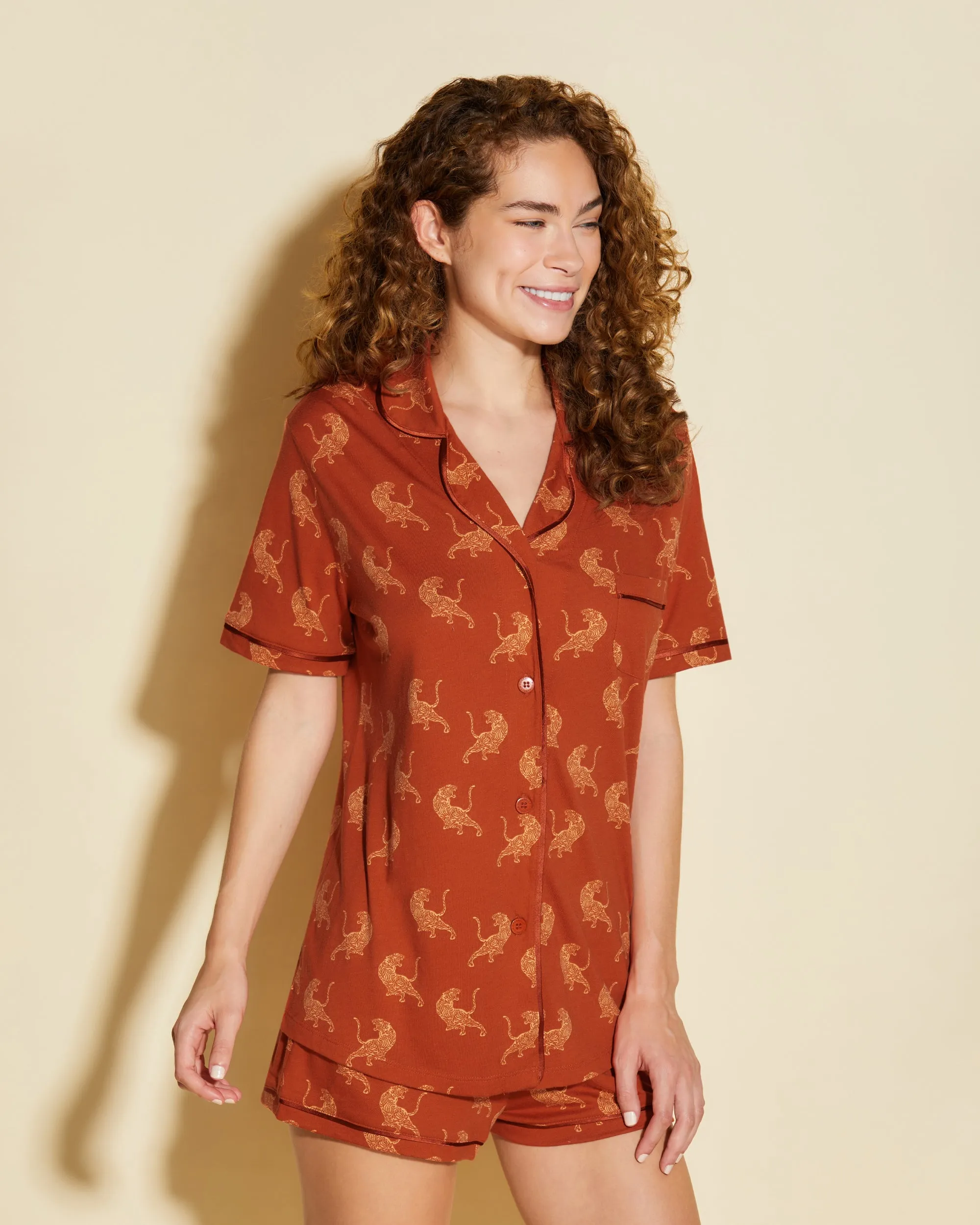 Short Sleeve Top & Boxer Pajama Set