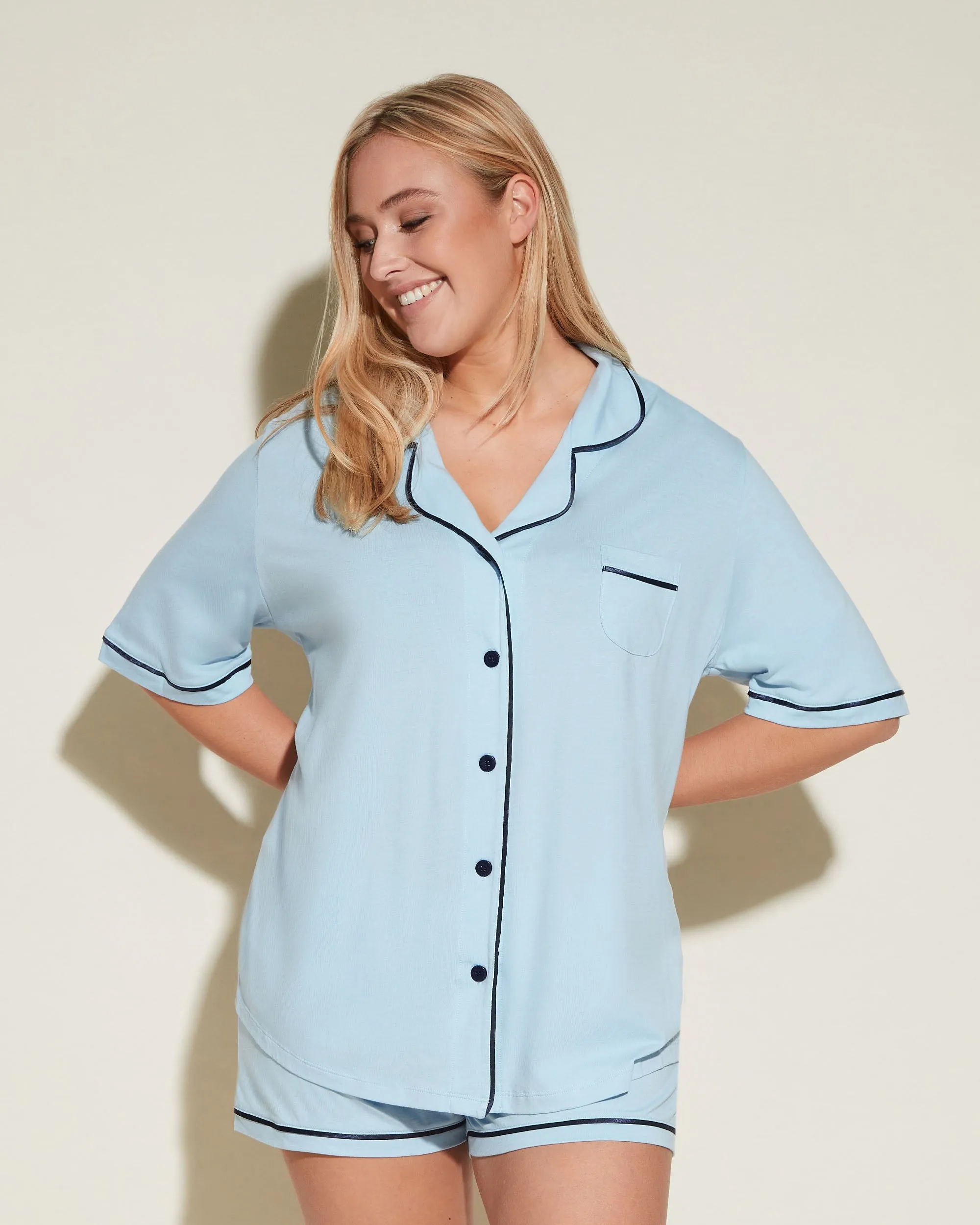 Short Sleeve Top & Boxer Pajama Set