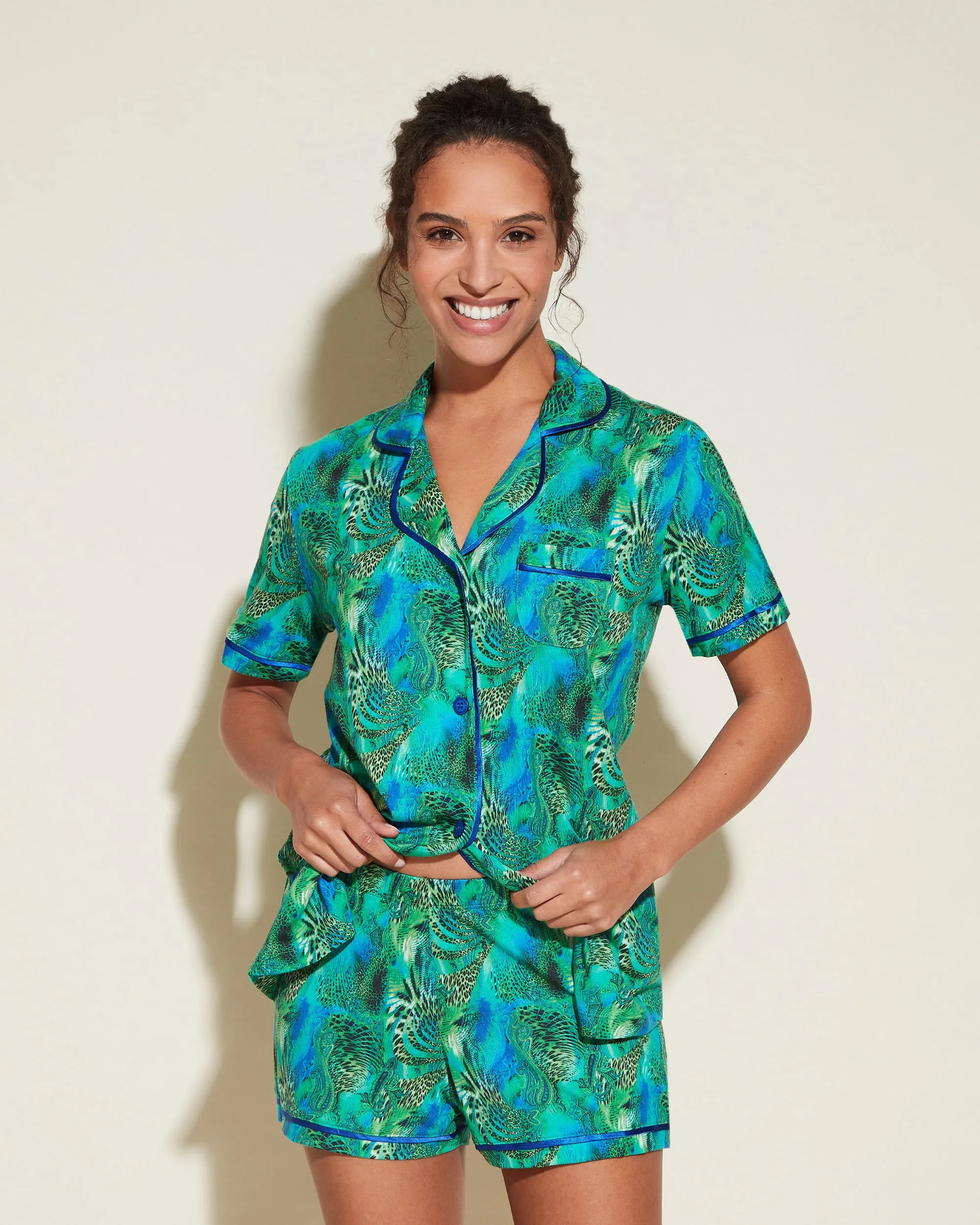 Short Sleeve Top & Boxer Pajama Set