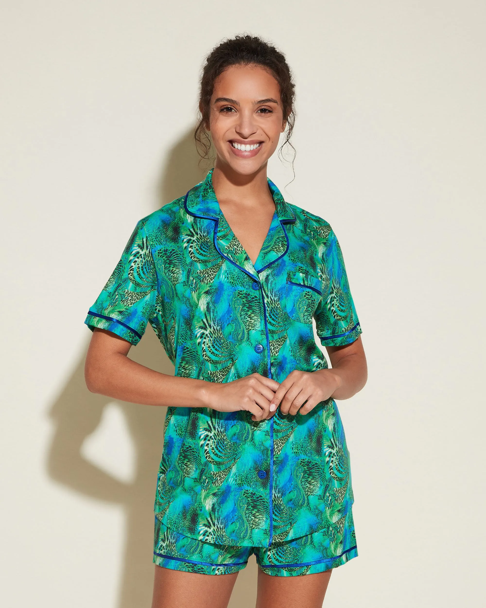 Short Sleeve Top & Boxer Pajama Set