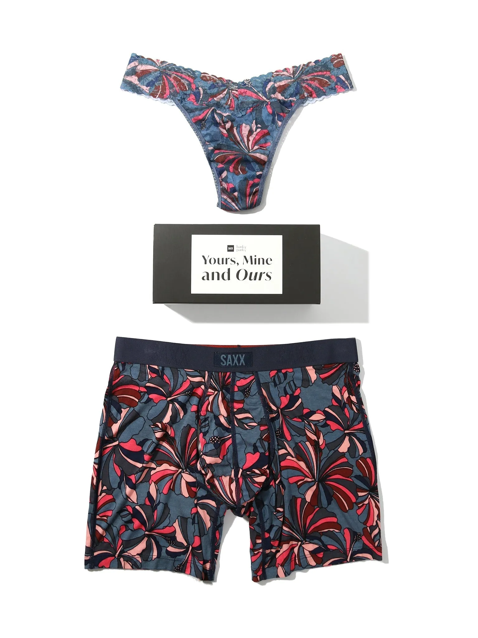 Signature Lace Original Rise Thong And Saxx Super Soft Vibe Boxer Brief Flower Pop