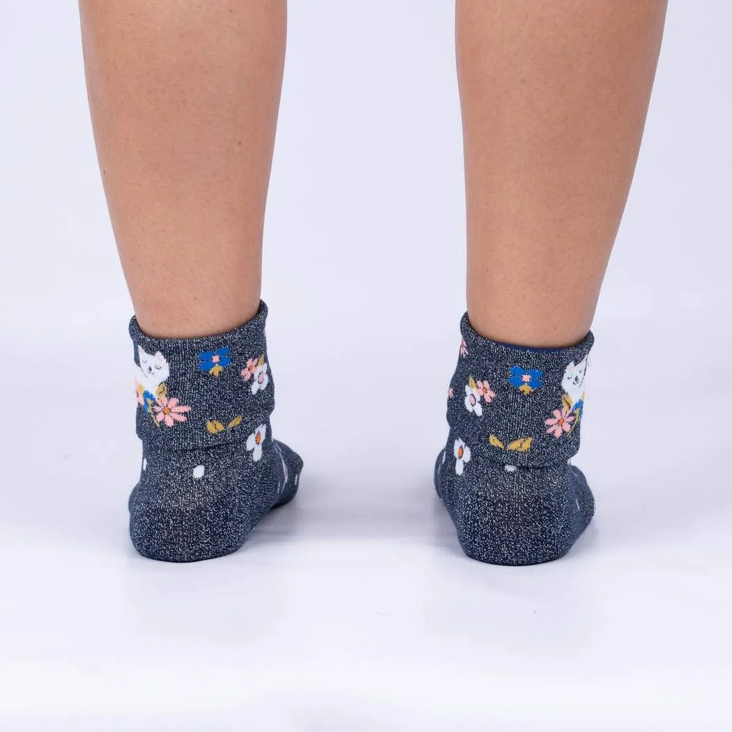 Sock It To Me Sitting Kitty - Turn Cuff Crew