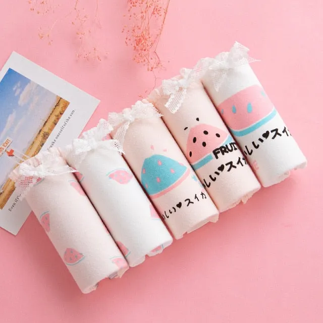 SP&CITY 5pcs/set Cartoon Cute Animal Women's Panties Soft Cotton Seamless Underwear Briefs Girls Sanitary Pants Sexy Lingerie