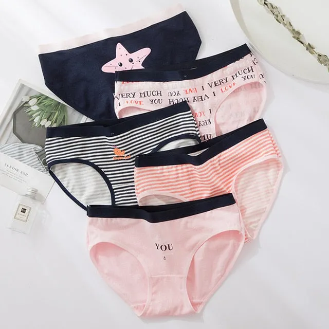 SP&CITY 5pcs/set Cartoon Cute Animal Women's Panties Soft Cotton Seamless Underwear Briefs Girls Sanitary Pants Sexy Lingerie
