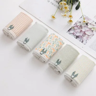 SP&CITY 5pcs/set Cartoon Cute Animal Women's Panties Soft Cotton Seamless Underwear Briefs Girls Sanitary Pants Sexy Lingerie