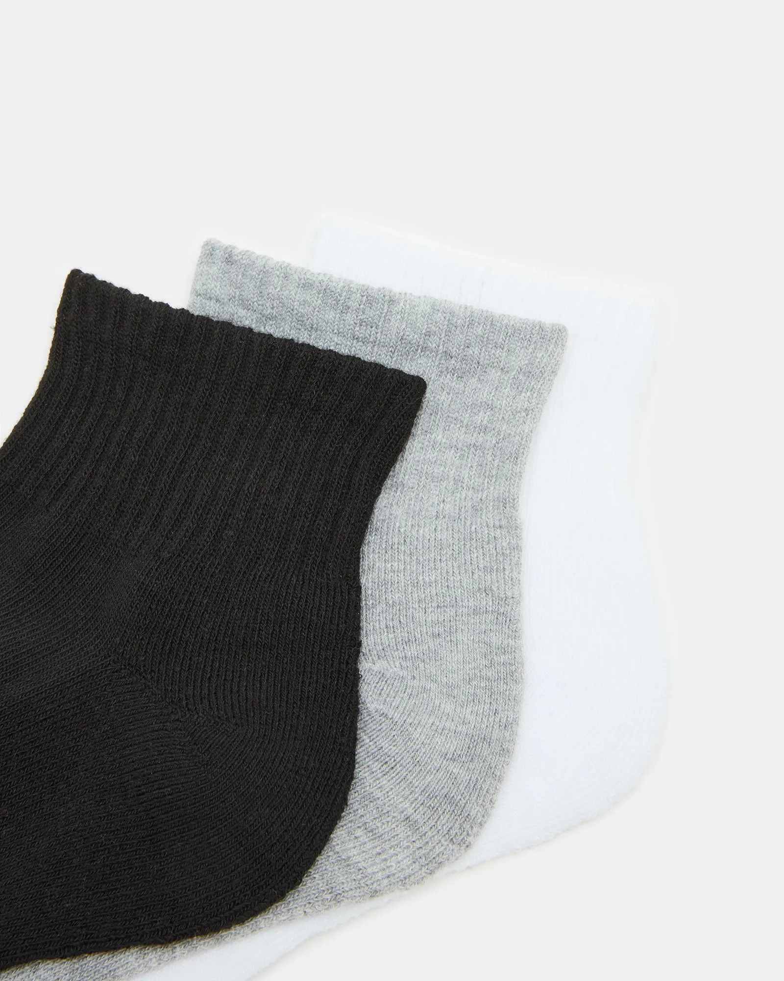 SPORT CUSHION QUARTER SOCKS BLACK/WHITE