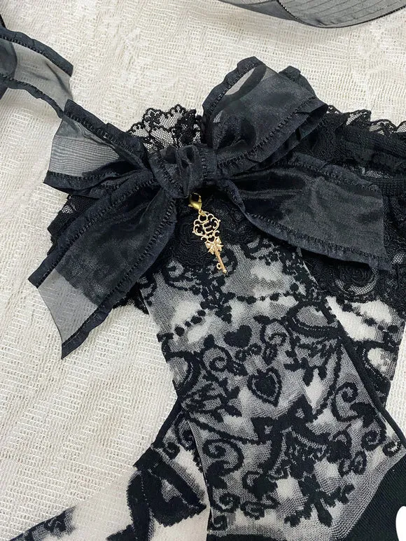 Steampunk Lolita Stocking Black Lace Accessory Polyester Lace Lolita Socks