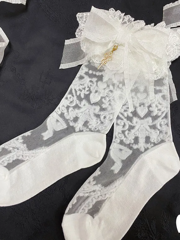 Steampunk Lolita Stocking Black Lace Accessory Polyester Lace Lolita Socks