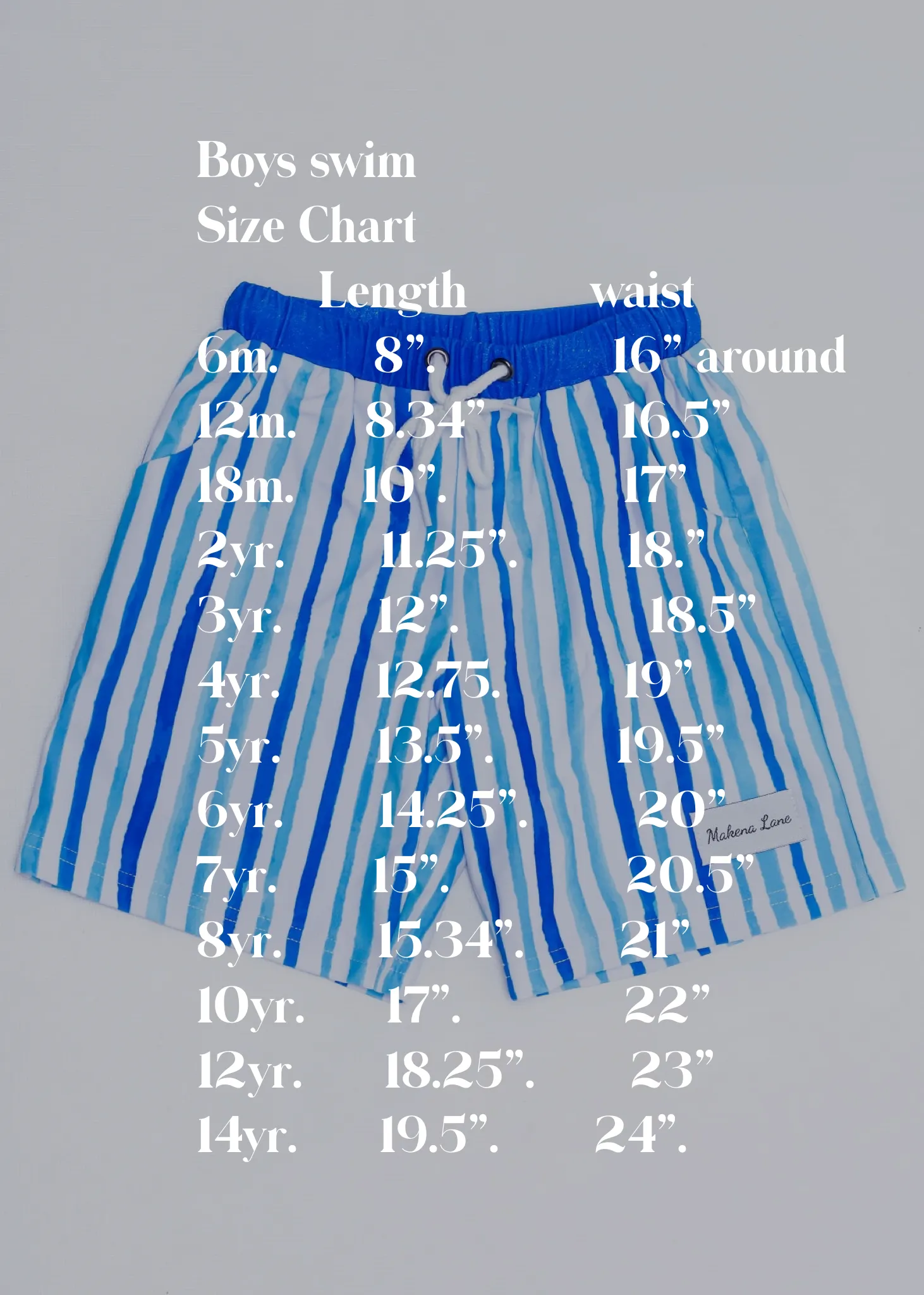 Striped Boys Swim Trunks ~Size 12 month ONLY~