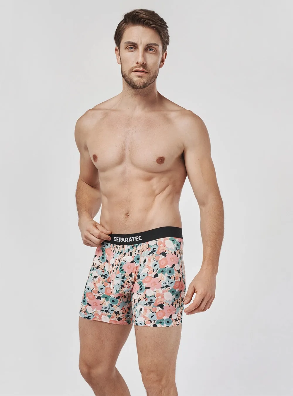 Stylish Botanical and Ocean Printed Bamboo Rayon Boxer Briefs 3 Pack