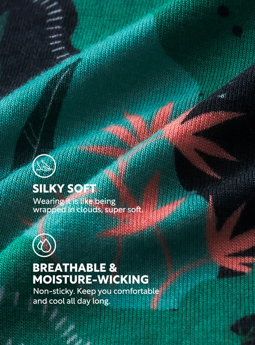 Stylish Botanical and Ocean Printed Bamboo Rayon Boxer Briefs 3 Pack