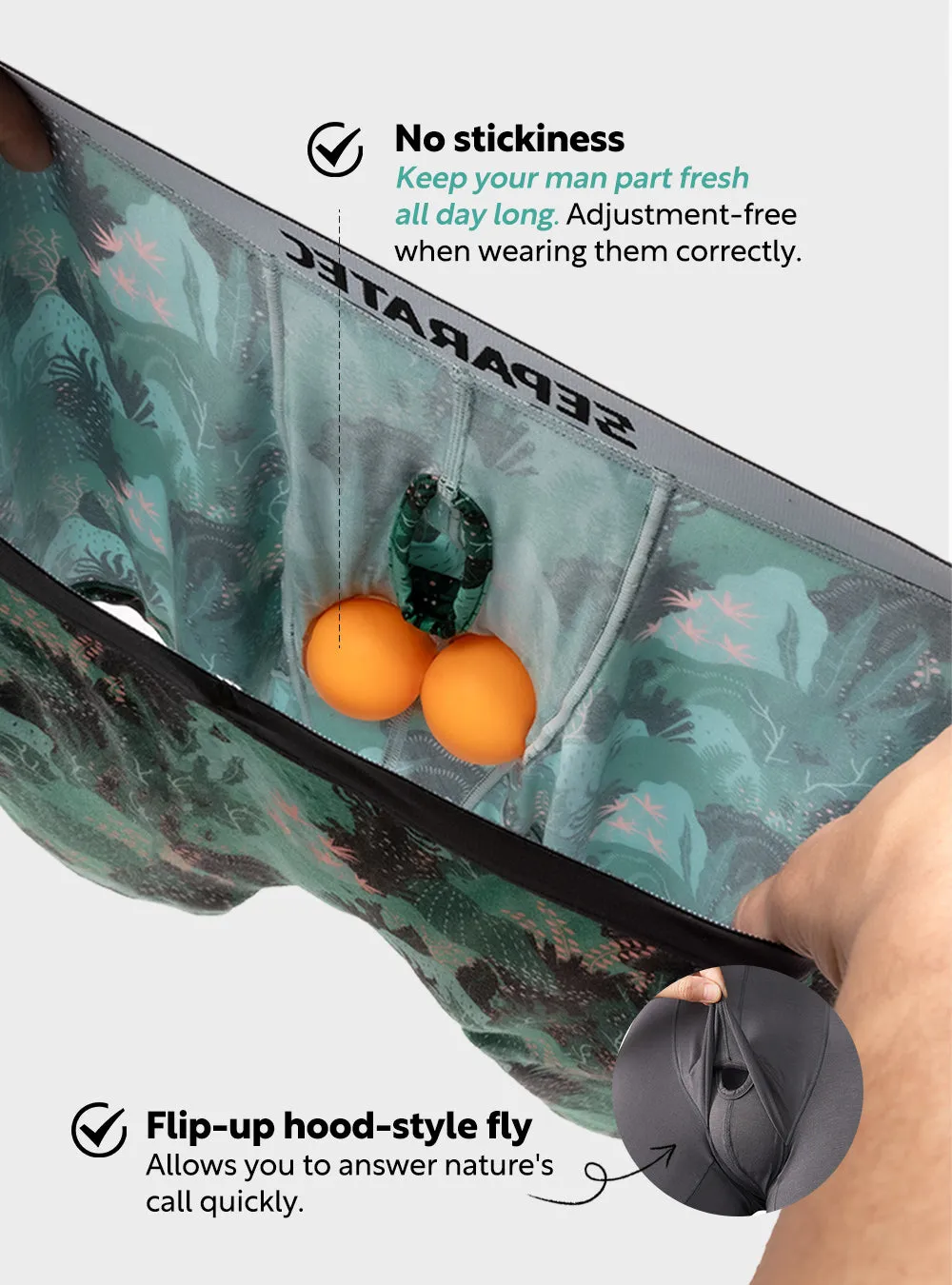 Stylish Botanical and Ocean Printed Bamboo Rayon Boxer Briefs 3 Pack