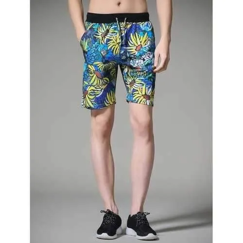Sunflower Printed Drawstring Board Shorts - Xl