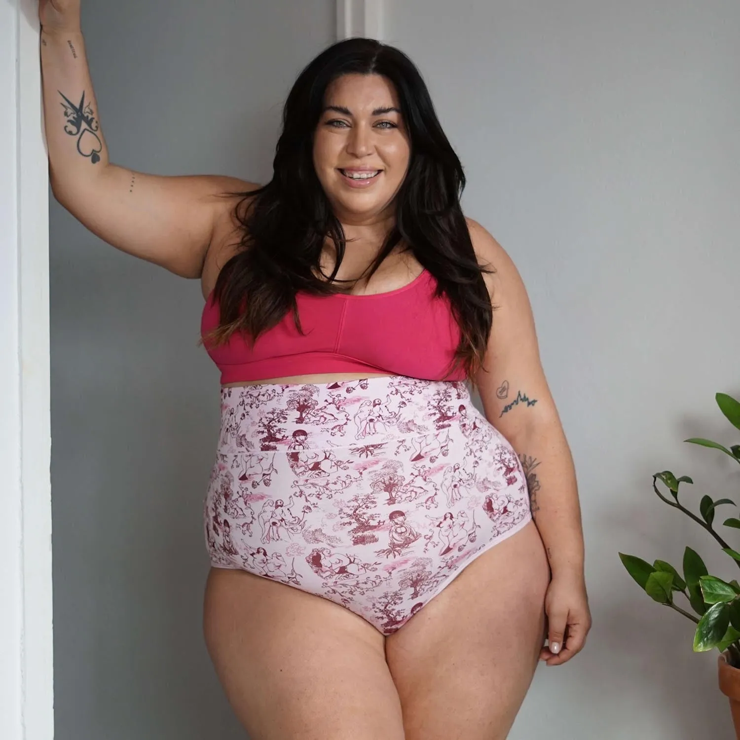 Super High Waist Panties - Passion au Jardin - L'Amour Rose