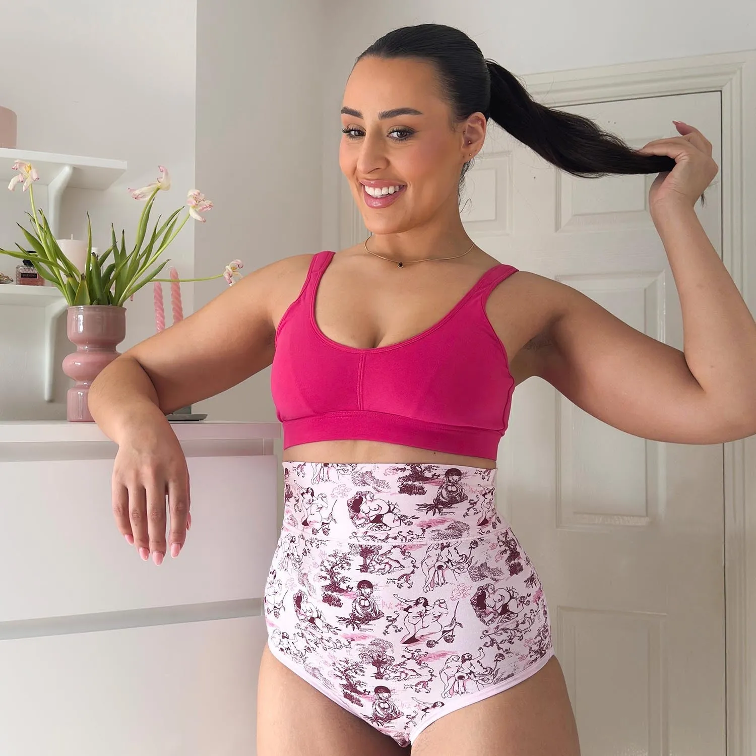 Super High Waist Panties - Passion au Jardin - L'Amour Rose