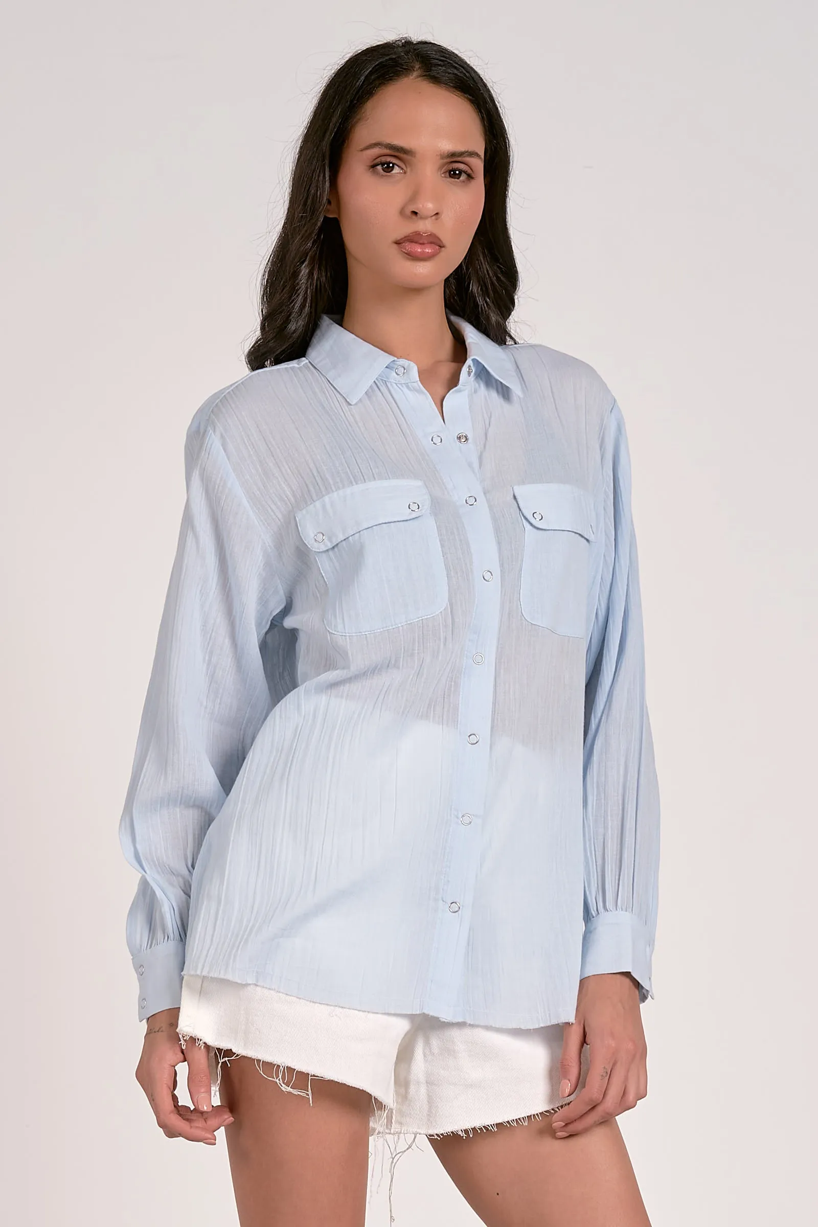 The Violetta Flap Pocket Button Down Top