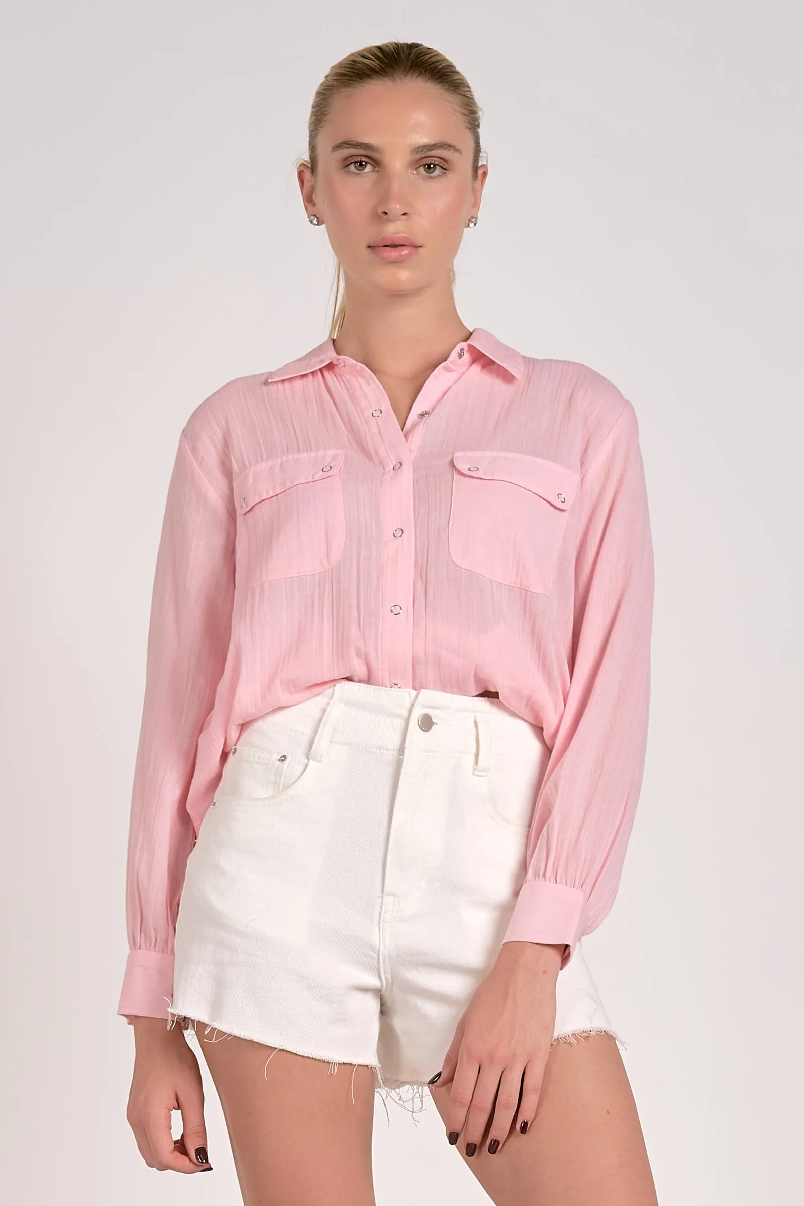The Violetta Flap Pocket Button Down Top