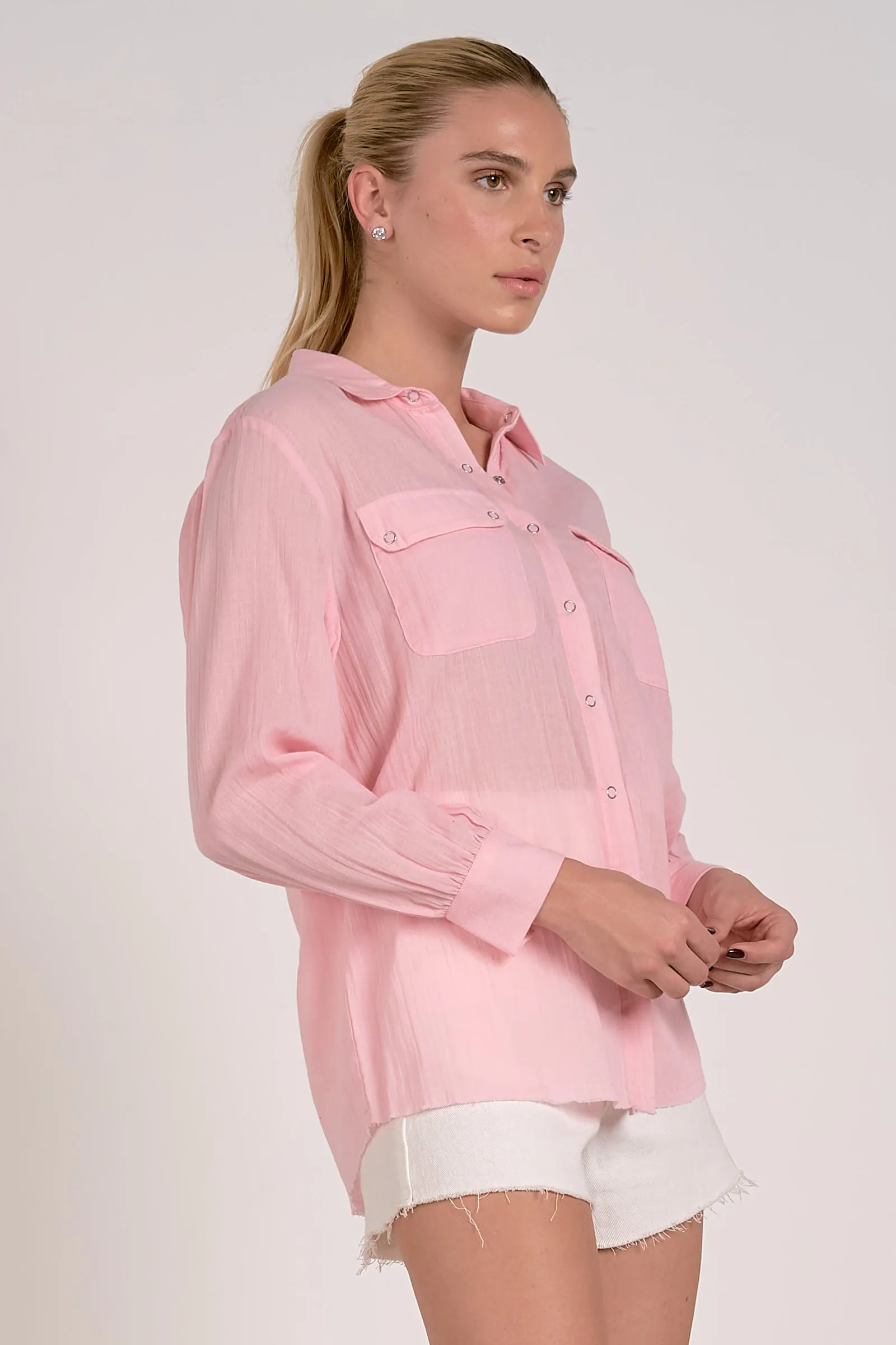 The Violetta Flap Pocket Button Down Top