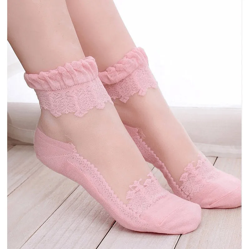 Ultrathin Crystal Silk Lace Ladies' Socks - 6 Variants