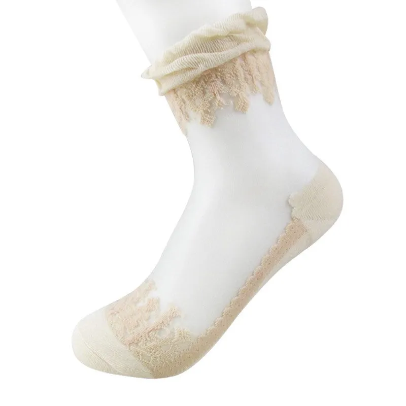 Ultrathin Crystal Silk Lace Ladies' Socks - 6 Variants