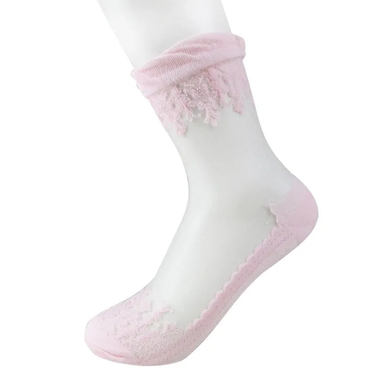 Ultrathin Crystal Silk Lace Ladies' Socks - 6 Variants