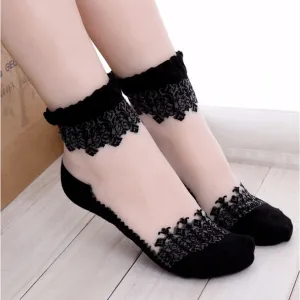 Ultrathin Crystal Silk Lace Ladies' Socks - 6 Variants