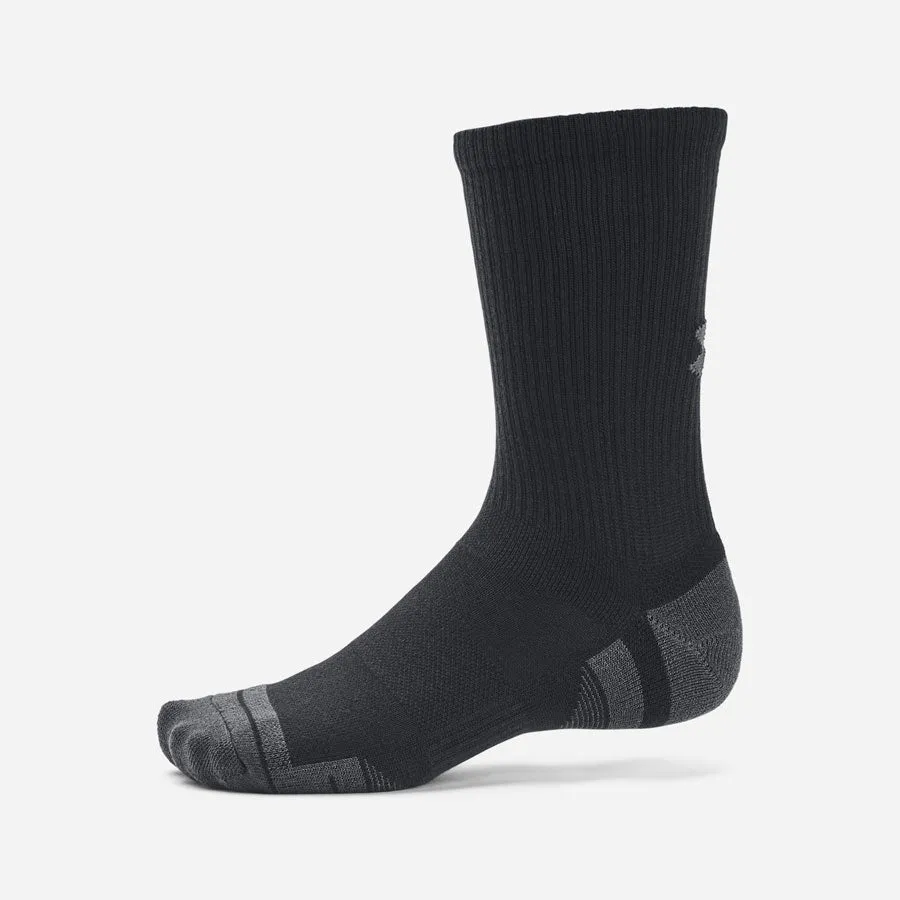 Under Armour Unisex Performance Tech 3-Pack Crew Socks Black