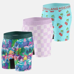 Venture Boxer Brief - Multi-Packs - Fantasy Mountain/Pink Check/Cherries