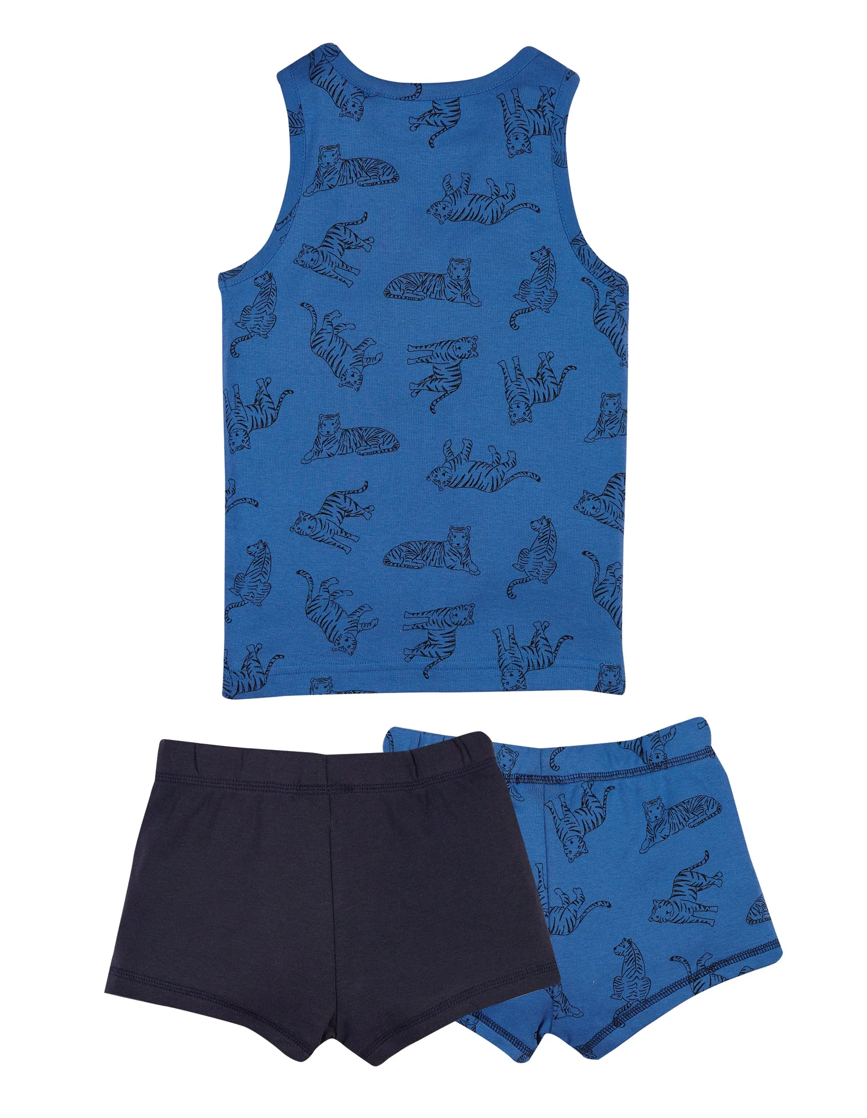 Vest and Brief 3 piece set, Colbalt Tiger (2-3/3-4/4-5)