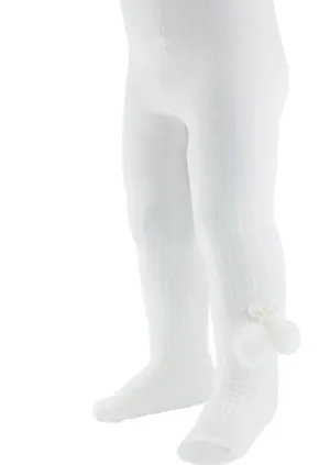 White Ankle Pom Tights