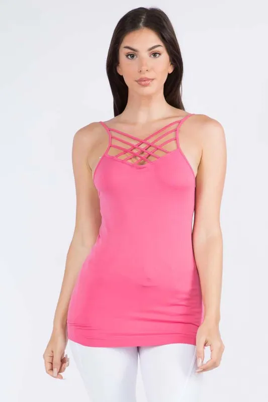 Womens Seamless Triple Criss-Cross Front Cami