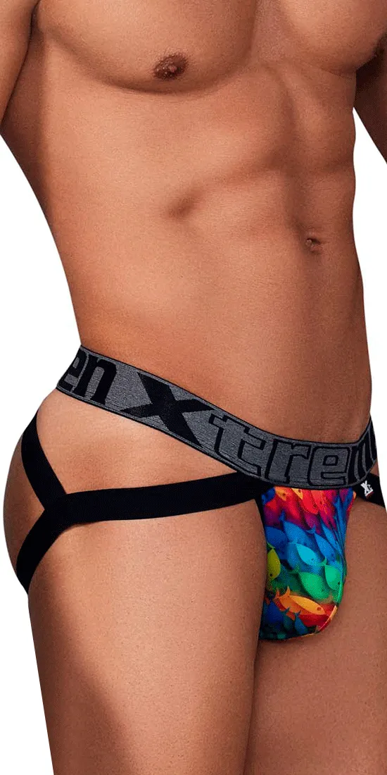 Xtremen 91148 Printed Microfiber Jockstrap Rainbow Fish